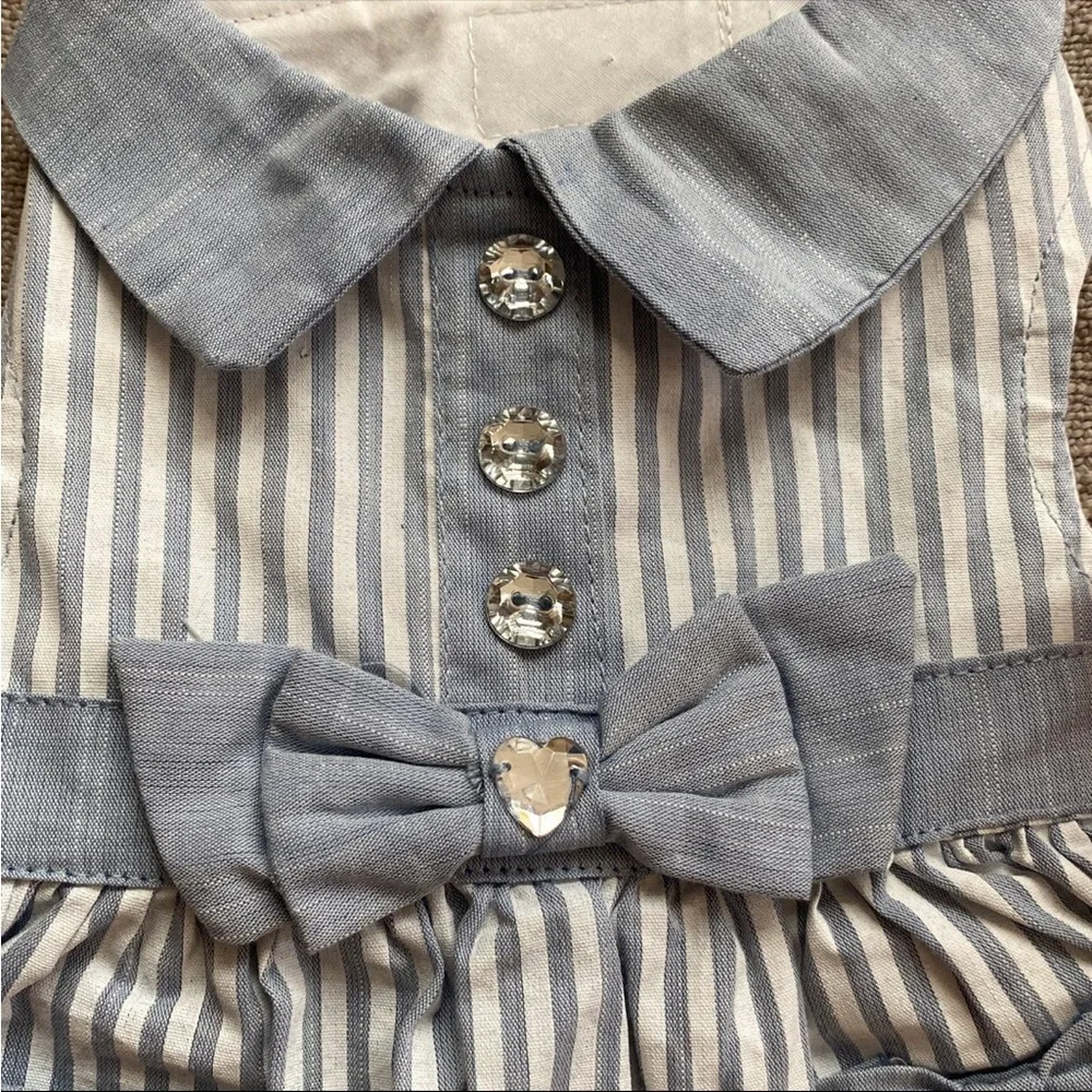 Dog Dress | White & Blue Stripe
